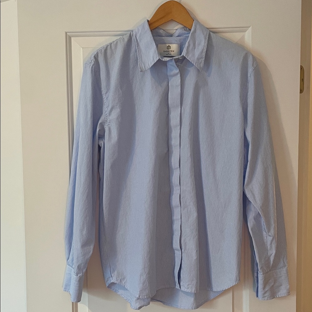 Aritzia Babaton Striped Blue Button Down